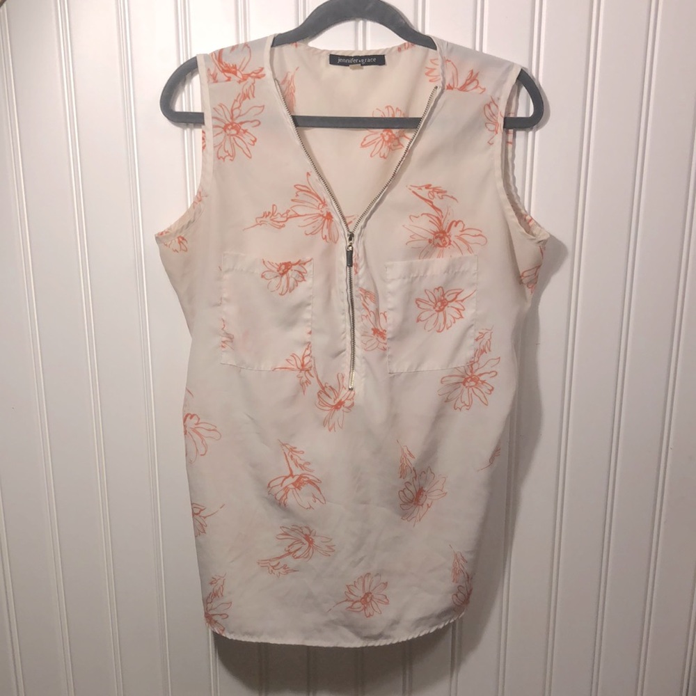 Sleeveless blouse with gold zip detail